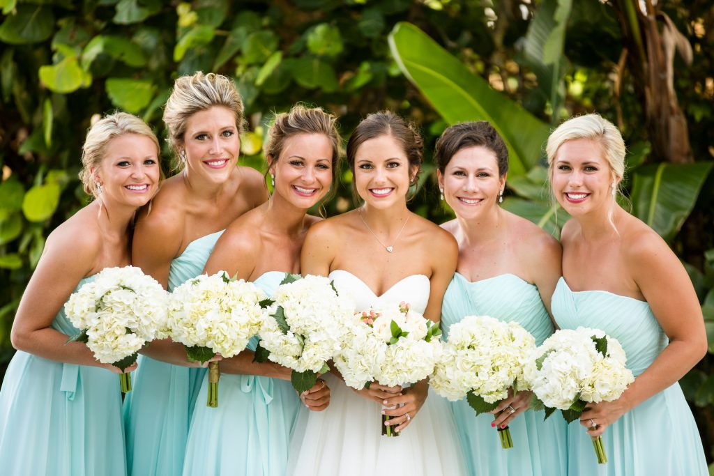 the bride and her bridesmaids